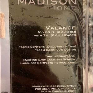 Set of 2 - Madison Home Biltmore Valances